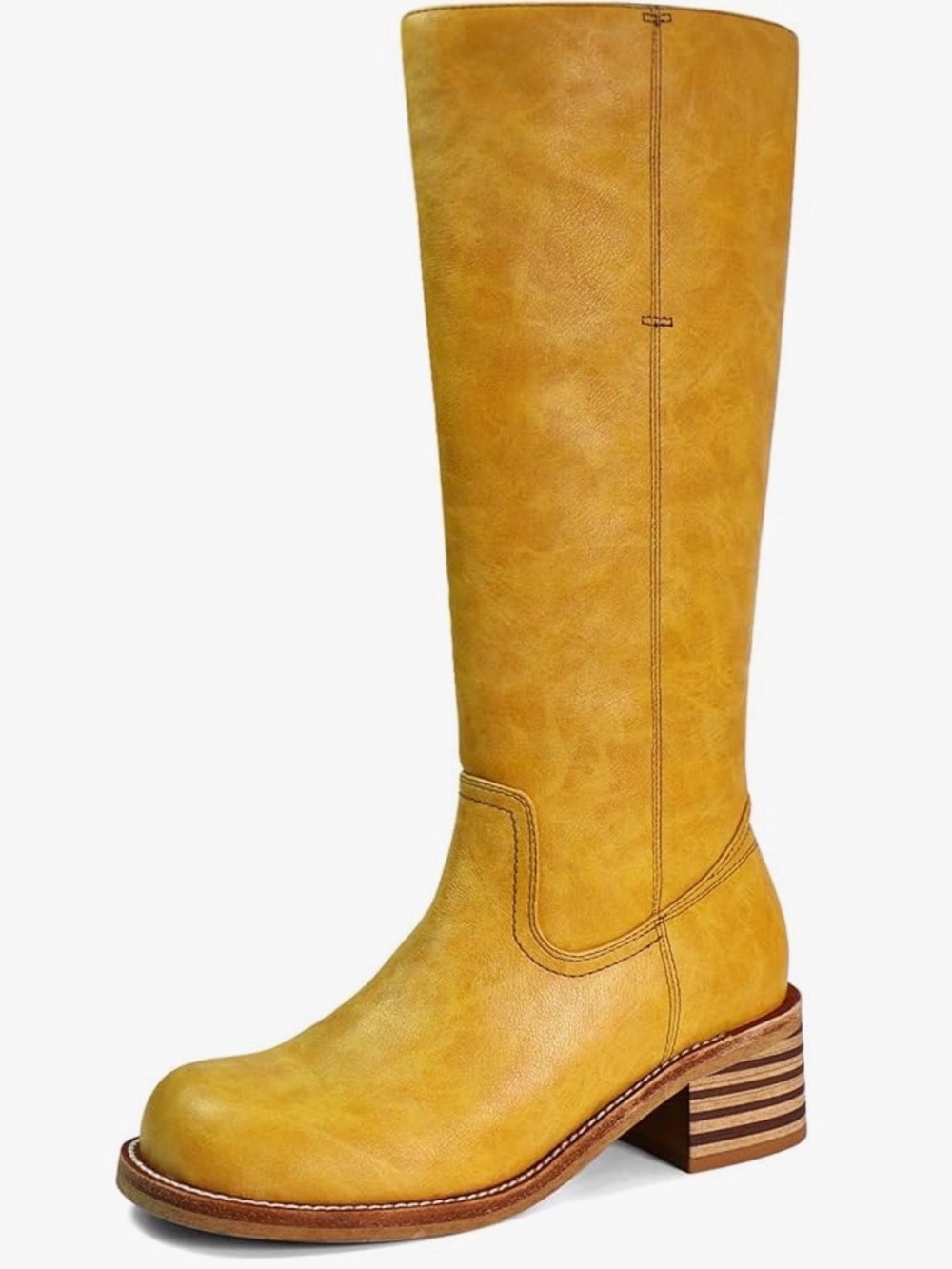 Women's knee high Mustard Leather Boot